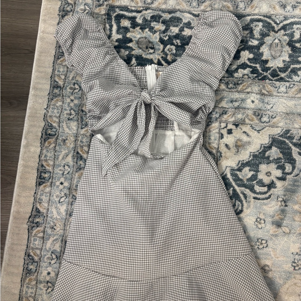 Altar'd State Black and White Gingham Backless Dress